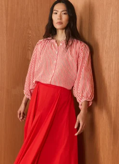 Red Striped Batwing Blouse