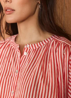 Red Striped Batwing Blouse