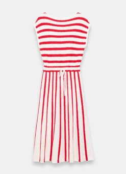 Red Striped Knit Midi Dress