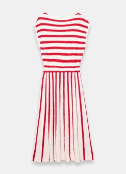 Red Striped Knit Midi Dress
