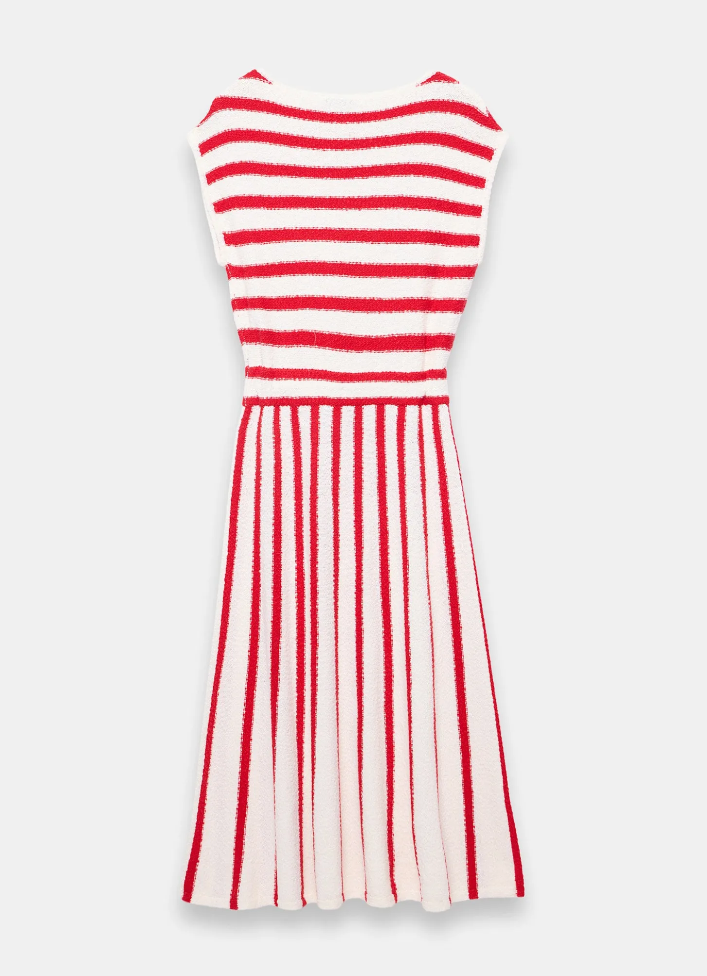 Red Striped Knit Midi Dress