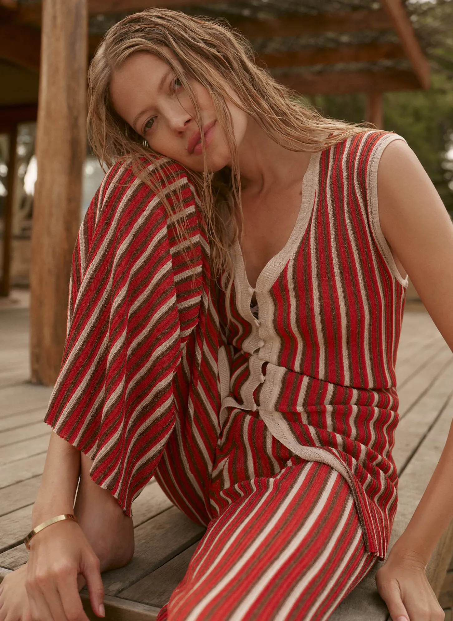 Red Striped Knit Top