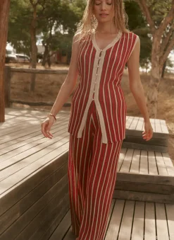 Red Striped Knit Top