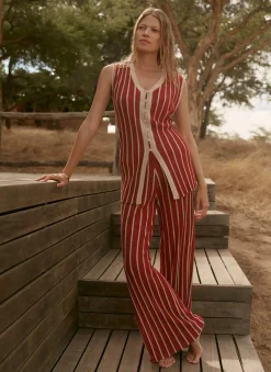 Red Striped Knit Trousers