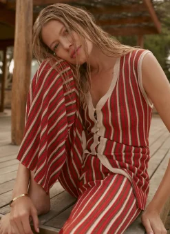 Red Striped Knit Trousers