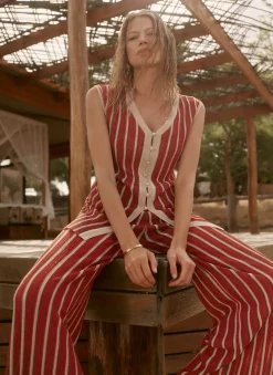Red Striped Knit Trousers