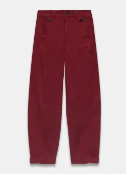 Red Washed Barrel Leg Chino Trousers