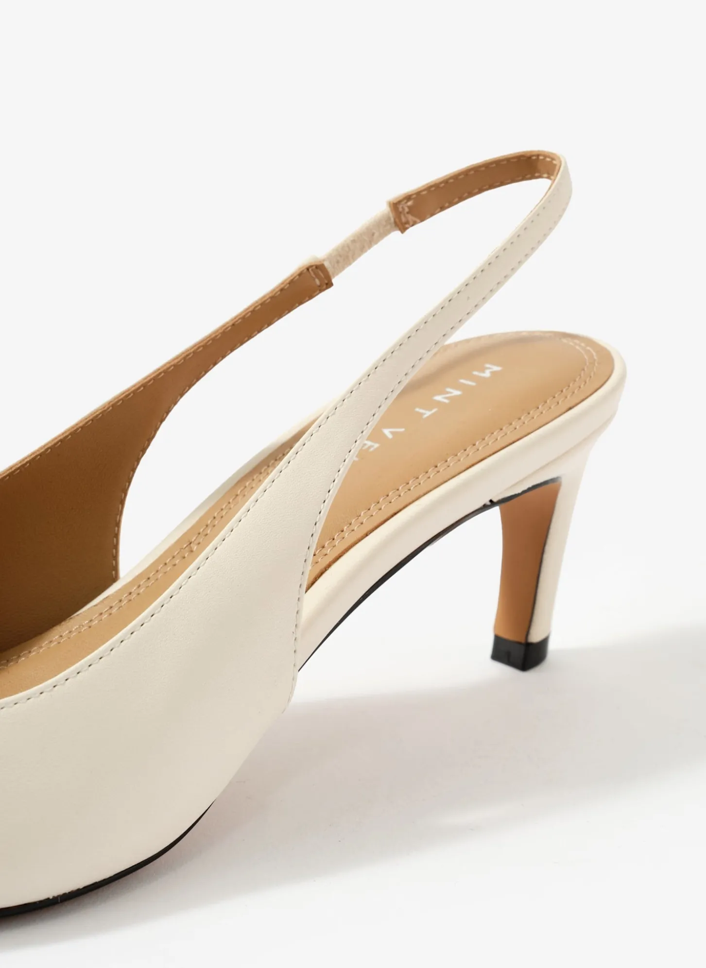 Ren White Leather Sling Back Heels