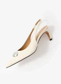 Ren White Leather Sling Back Heels