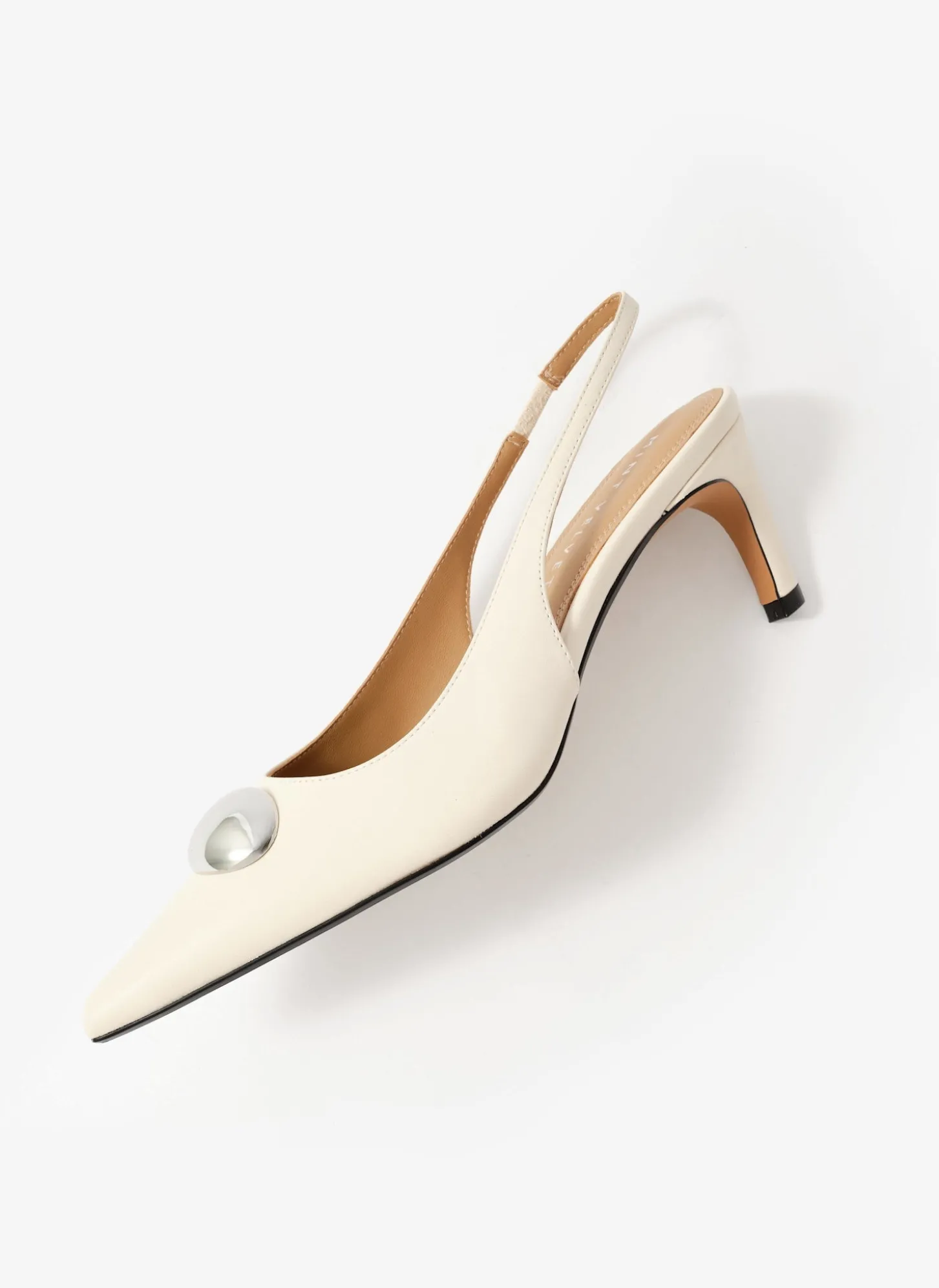 Ren White Leather Sling Back Heels