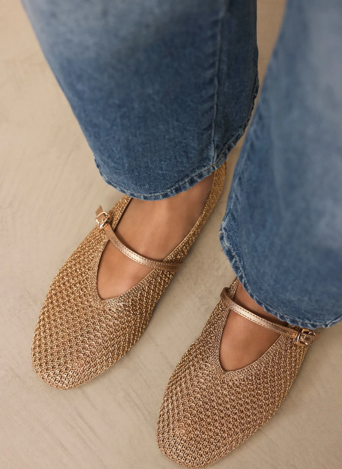 Rosie Gold Woven Pumps