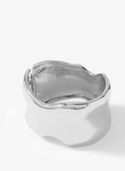 Silver Tone Clean Wave Bangle