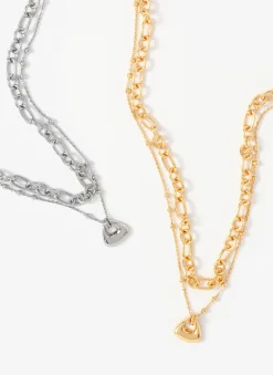 Silver Tone Double Layered Chain Necklace