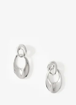 Silver Tone Hoop Link Earrings