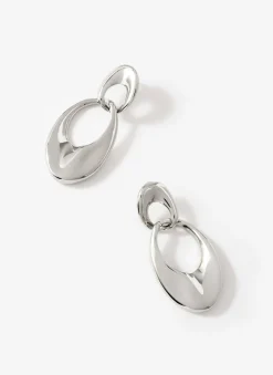 Silver Tone Hoop Link Earrings