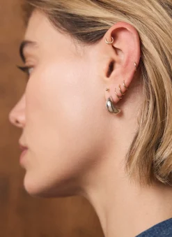 Silver Tone Mini Curve Earrings