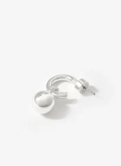 Silver Tone Sphere Hoop Earrings