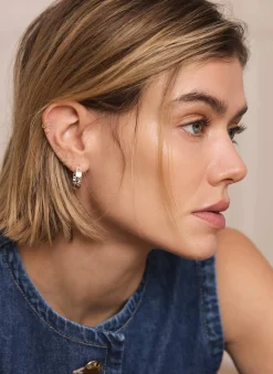 Silver Tone Textured Hoops