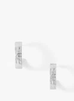 Silver Tone Textured Hoops