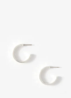 Silver Tone Textured Hoops