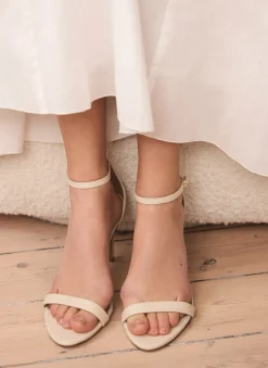 Skye Cream Leather Strappy High Heels