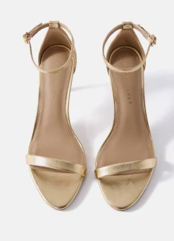 Skye Gold Leather Strappy High Heels