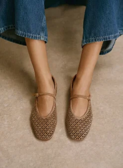 Tabi Tan Suede Ballet Flats