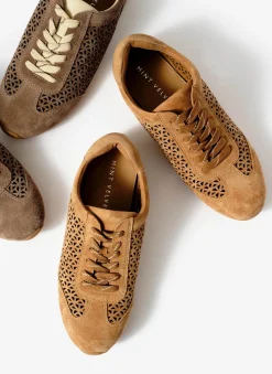 Talia Tan Suede Cut Detail Trainers