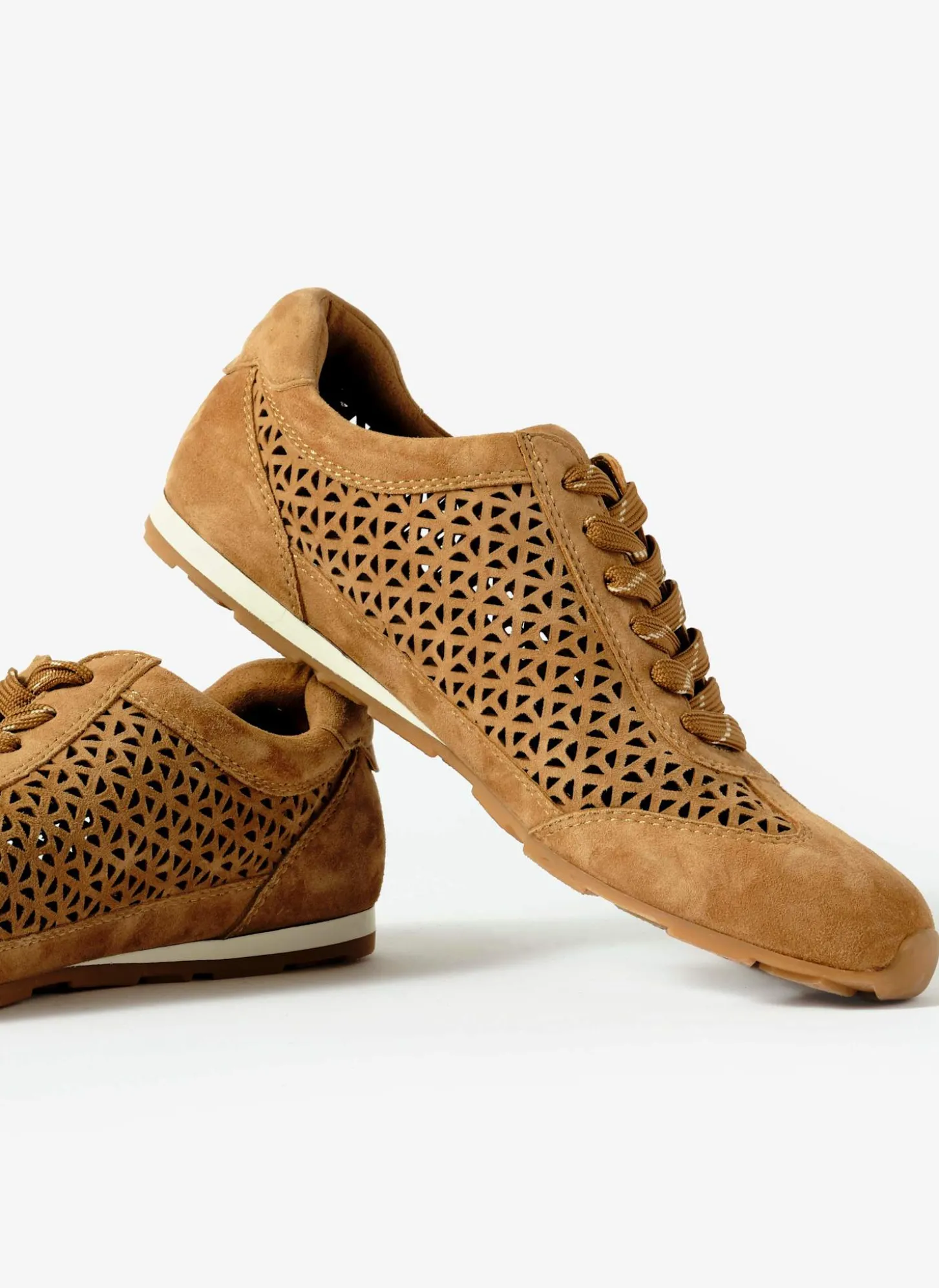 Talia Tan Suede Cut Detail Trainers
