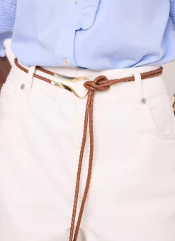 Tan Leather Tie Waist Belt