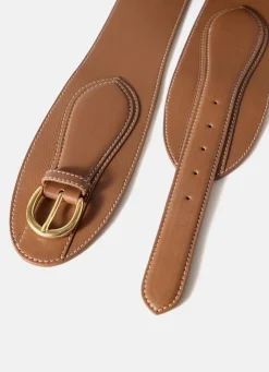 Tan Leather Wide Waist Belt