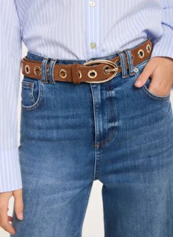 Tan Suede Eyelet Belt