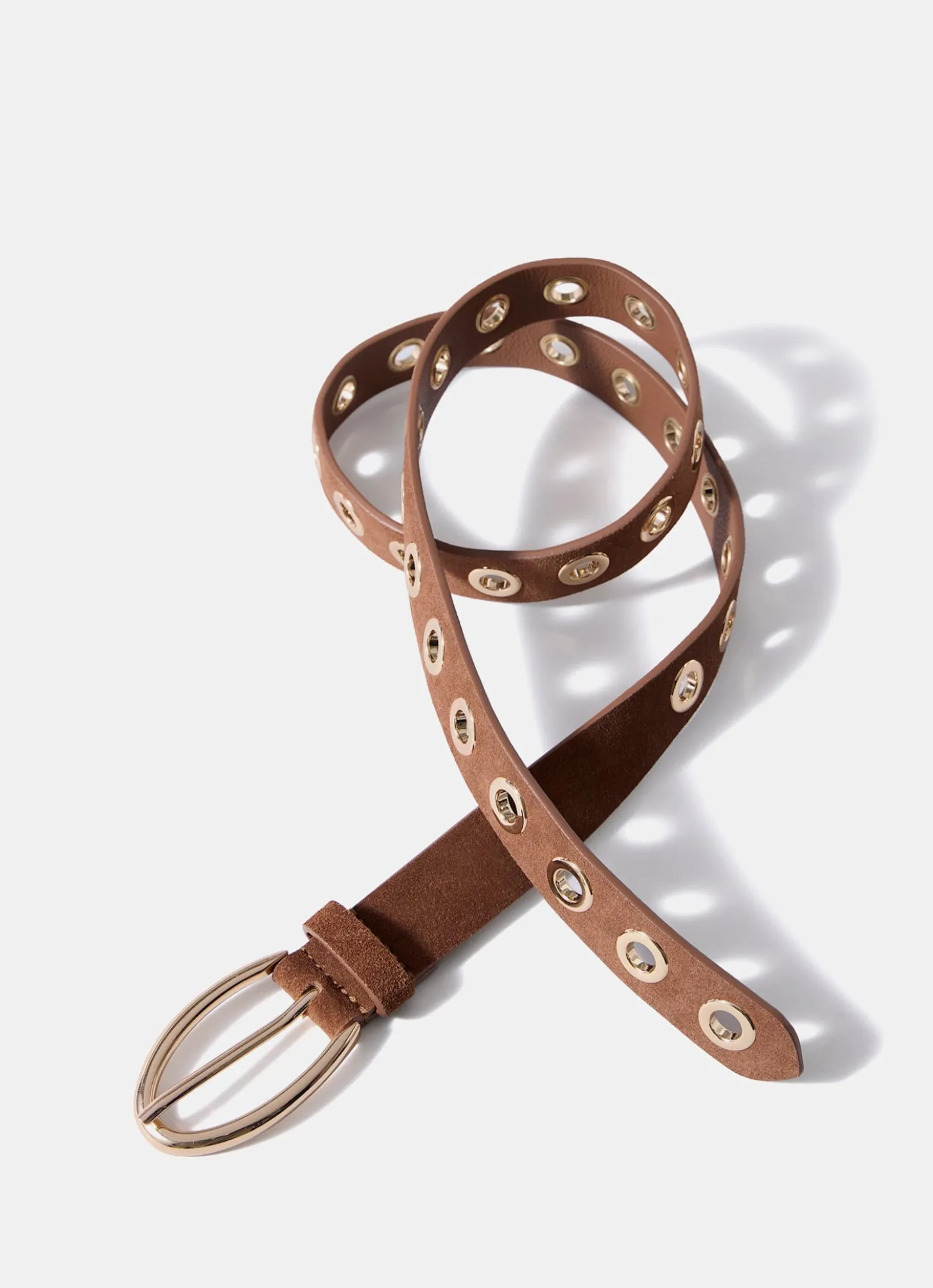 Tan Suede Eyelet Belt