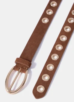 Tan Suede Eyelet Belt