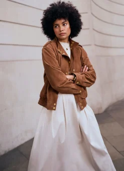 Tan Suede Pilot Bomber Jacket