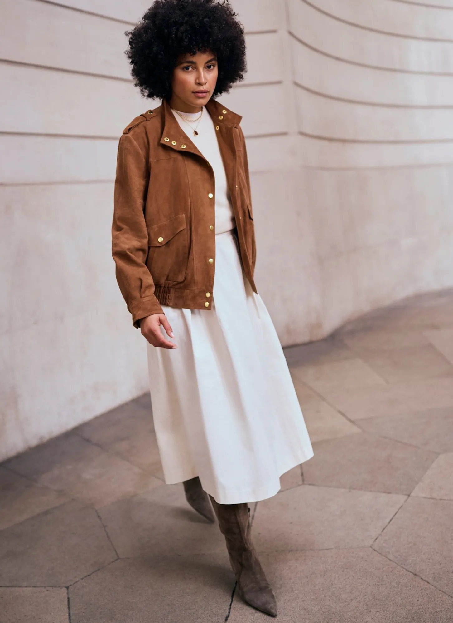 Tan Suede Pilot Bomber Jacket