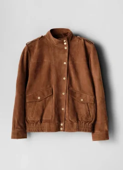 Tan Suede Pilot Bomber Jacket