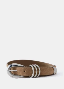 Tan Suede Slim Belt
