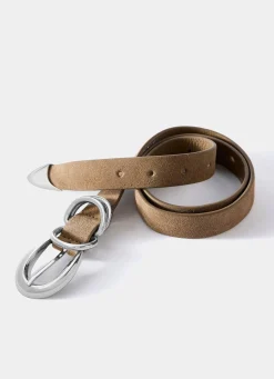 Tan Suede Slim Belt