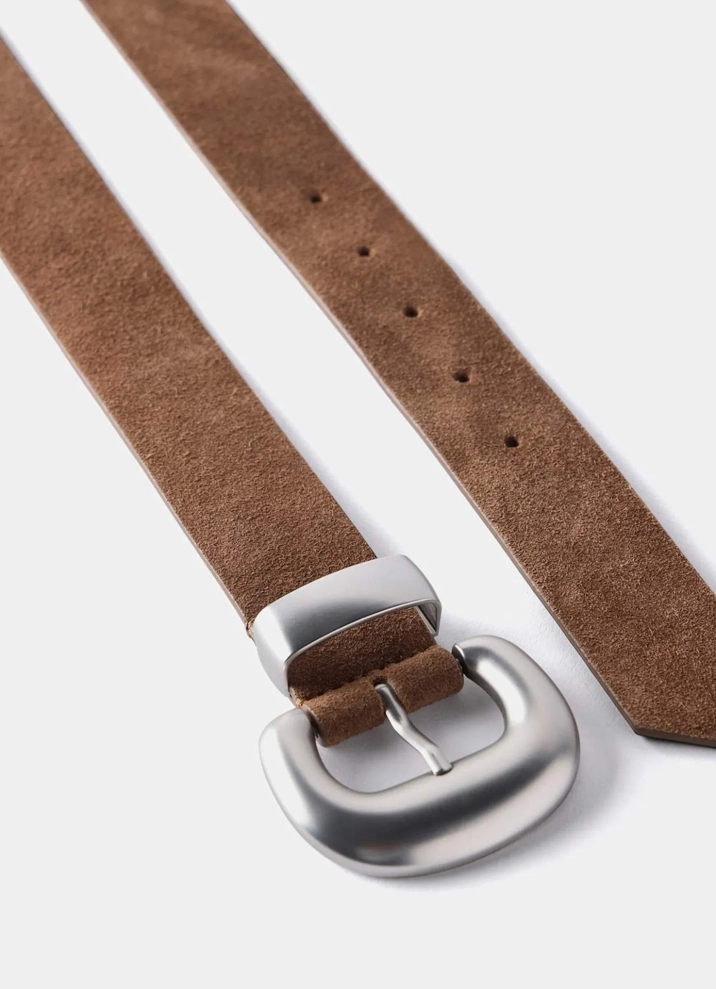 Tan Suede Statement Buckle Belt