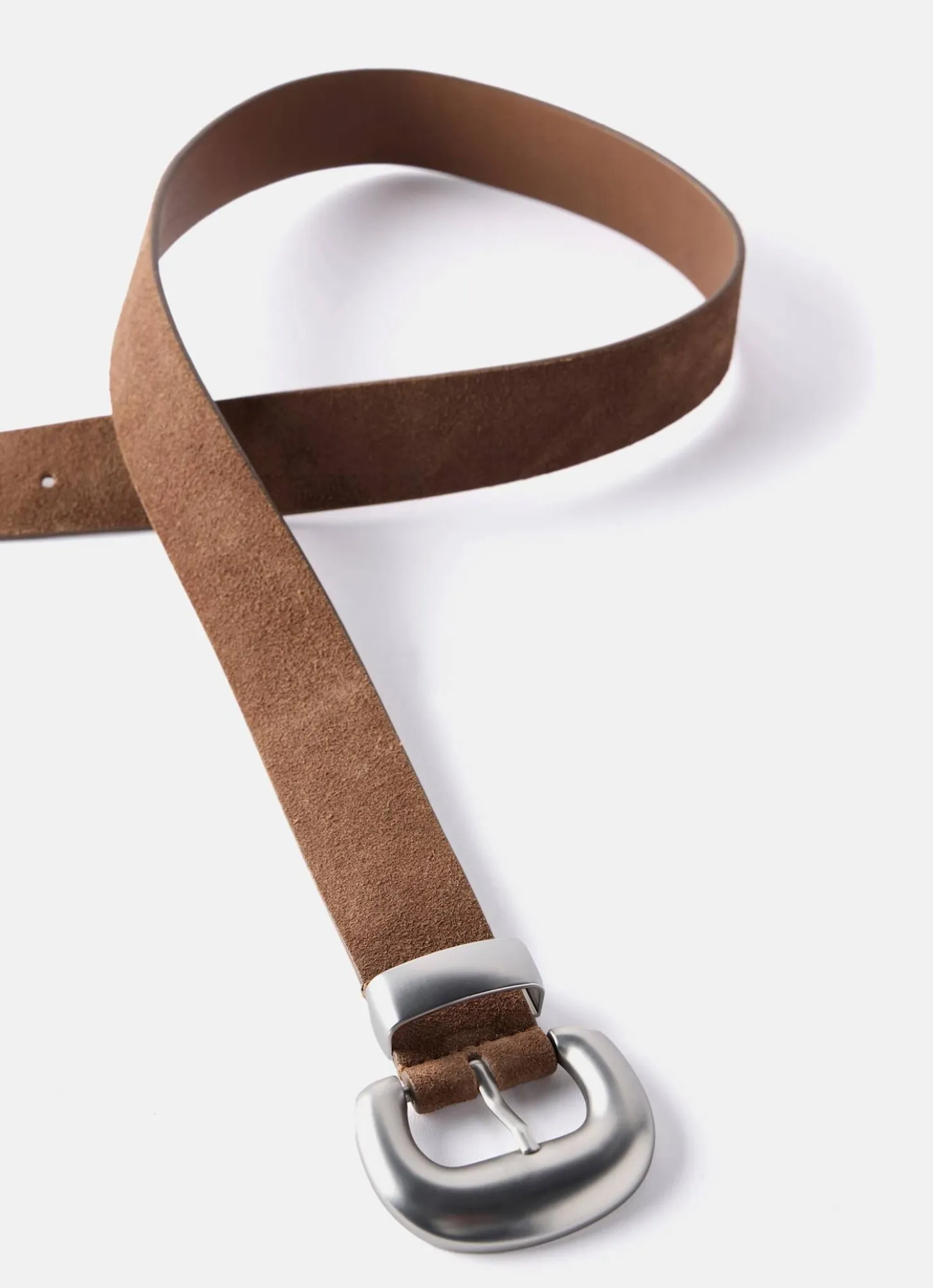 Tan Suede Statement Buckle Belt