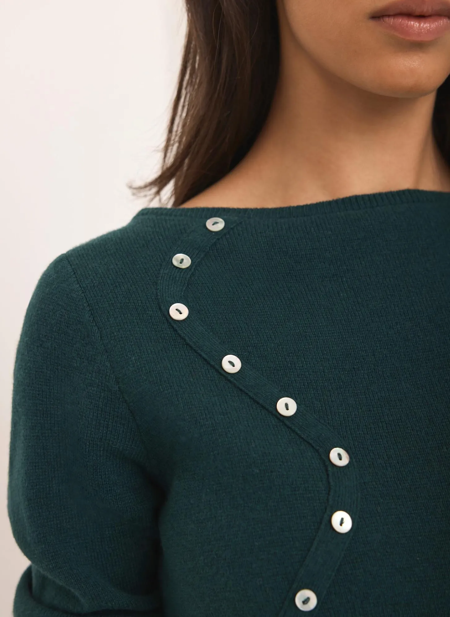 Teal Cotton Blend Button Detail Jumper