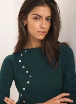 Teal Cotton Blend Button Detail Jumper