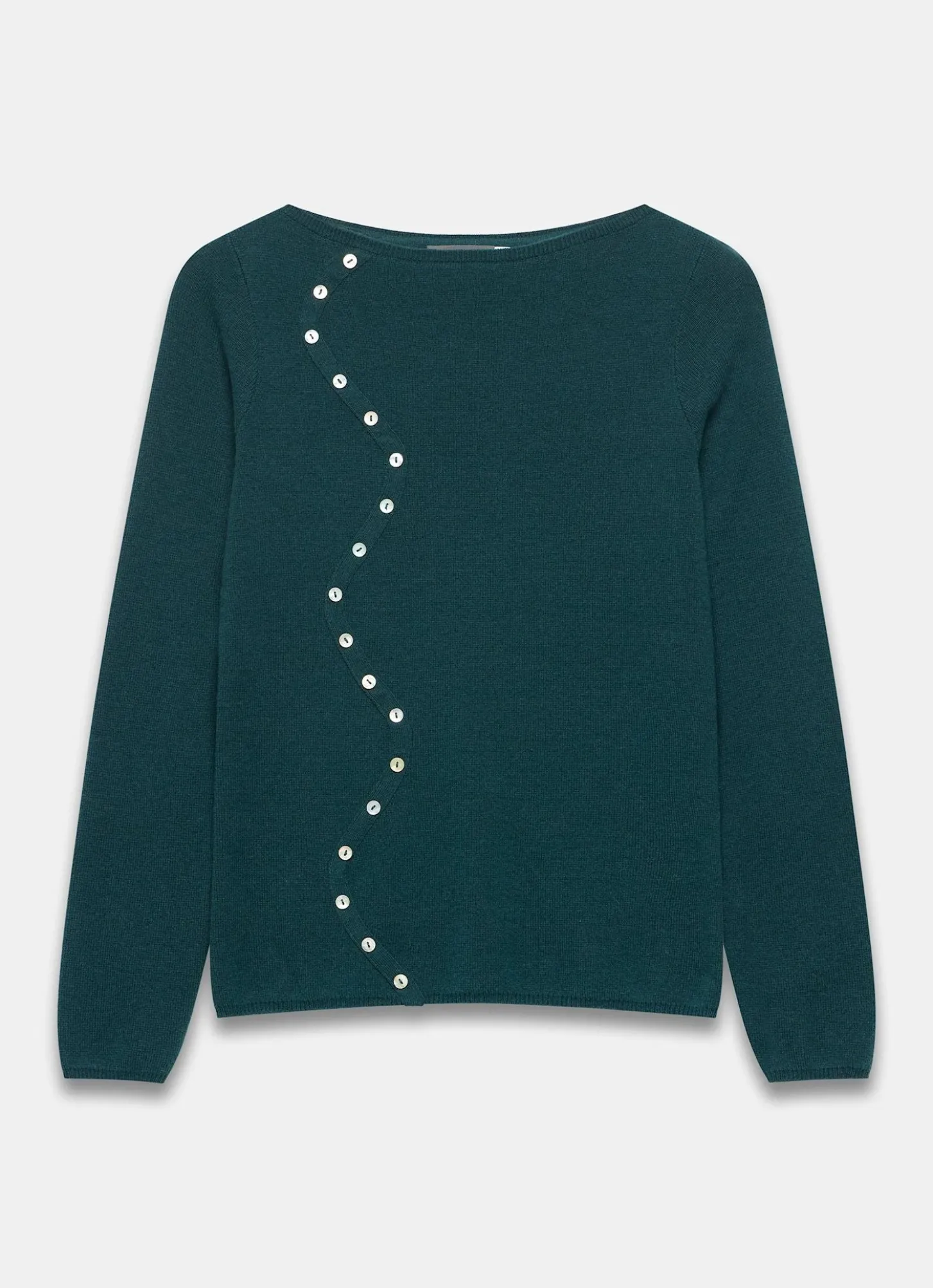 Teal Cotton Blend Button Detail Jumper