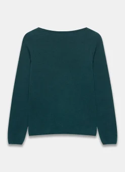 Teal Cotton Blend Button Detail Jumper