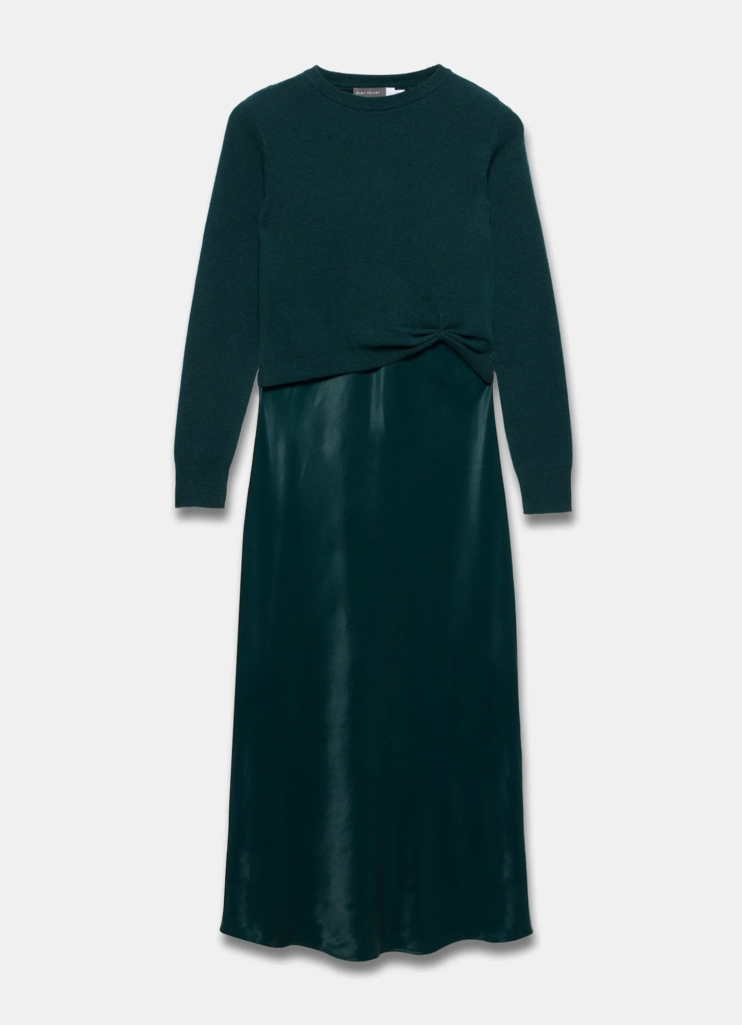 Teal Layered Satin Midi Dress