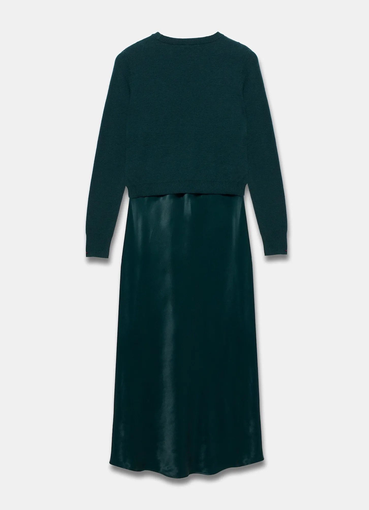 Teal Layered Satin Midi Dress