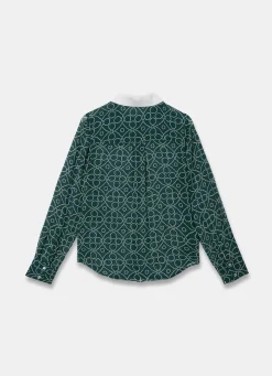Teal Printed Sheer Shirt