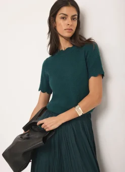 Teal Scallop Knit Top