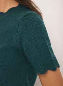 Teal Scallop Knit Top